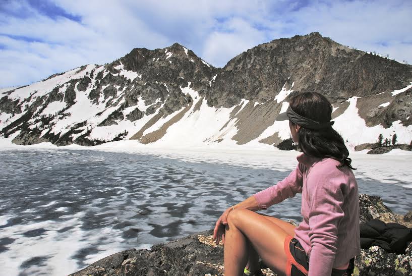 alpine lake woman