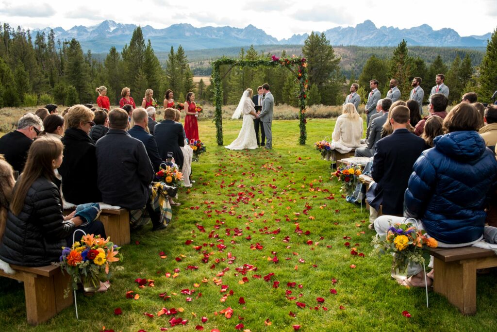 a romantic idaho wedding venue in the sawtooth mountains at Idaho Rocky Mountain Ranch